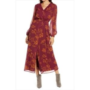 Chelsea28 Burgandy Floral Dress